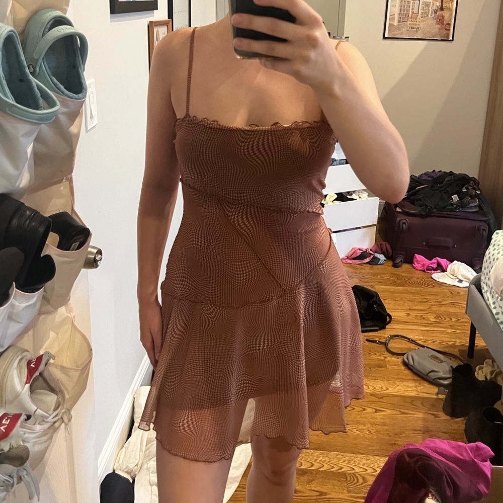 Urban Outfitters Brown Flowy Mini Dress